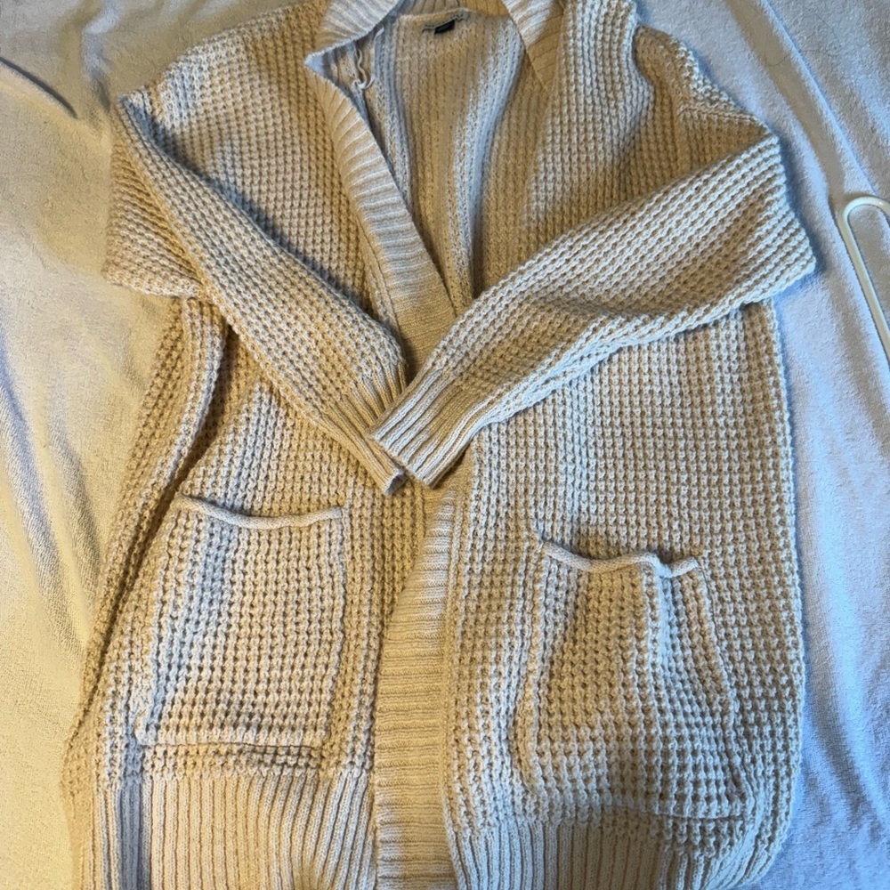 Cozy Beige Knit Cardigan Sweater